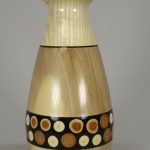 Cherry and ash vase with branch inlay and brass sleeve for live flowers | Details on Request