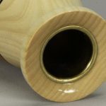 Cherry and ash vase with branch inlay and brass sleeve for live flowers (detail) | Details on Request