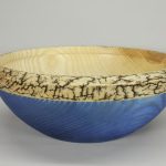 Lichtenberg fractal burn and blue dye on white ash bowl | Details on Request