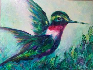 Ruby Throat | Acrylic on Wood Panel | 16" x 12" | Price on Request