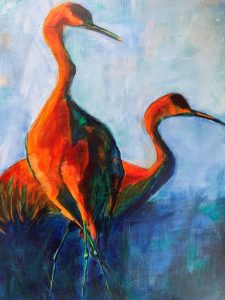 Sandhill Cranes | Acrylic on Panel | 16" x 12" | Price on Request