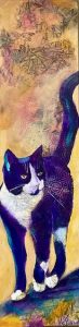 Tuxedo Cat | Acrylic Mixed Media on Canvas | 24" x 6" | Price on Request
