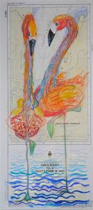 When Georgian Bay Turned Pink | Mixed media on naviagation chart | Price and Size on Request